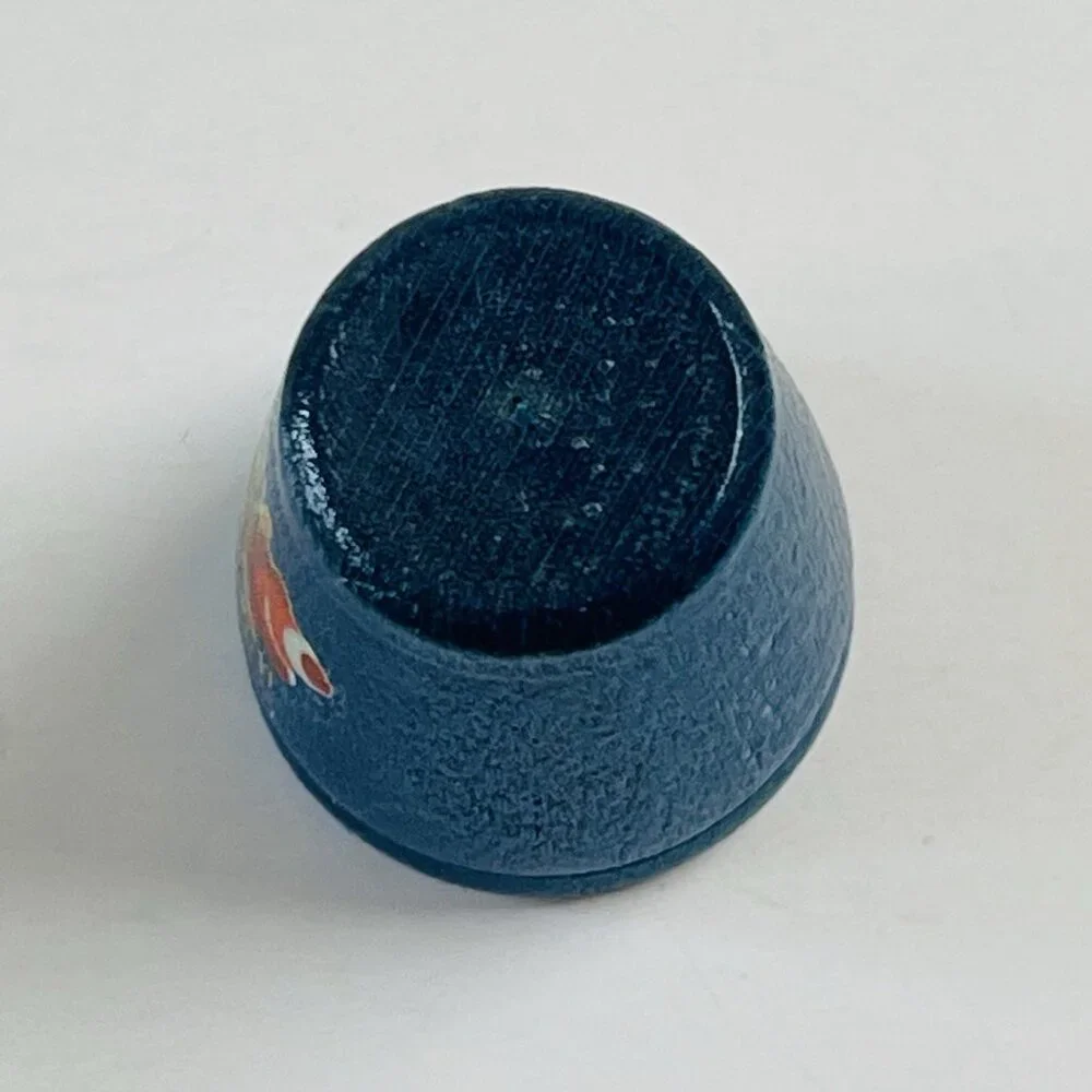 Sewing Quilting Thimble‎ No Size Blue Collectible Hand Painted Floral Decor